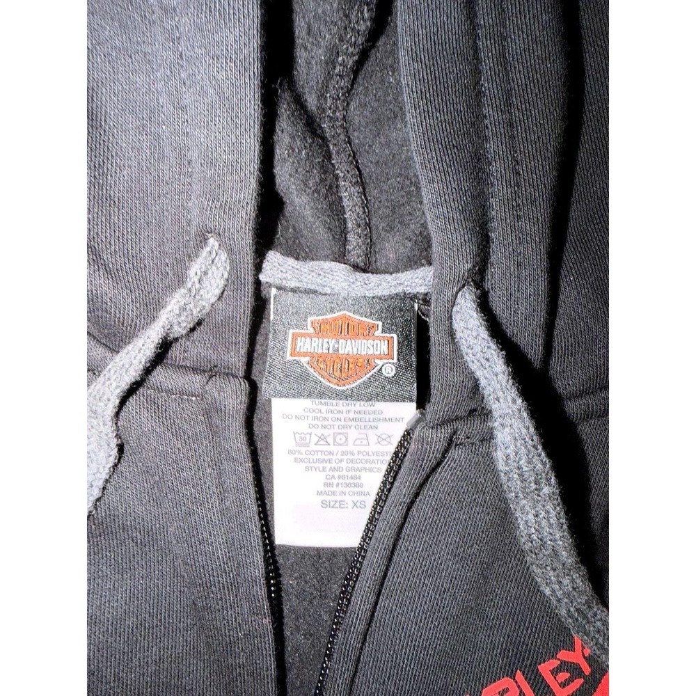 Harley-Davidson Women's Small Full Zip Hoodie Black Red Graphic Logo Biker - Picture 3 of 6
